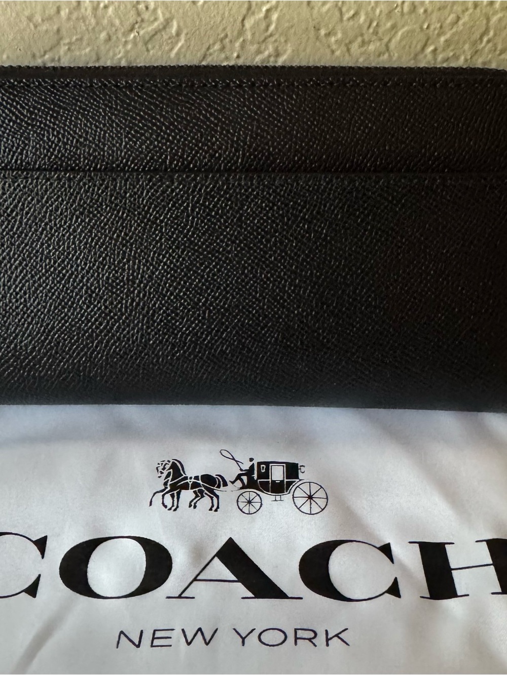 Coach Black Zip-Around Leather Wallet with Brass Zipper - Picture 3 of 3